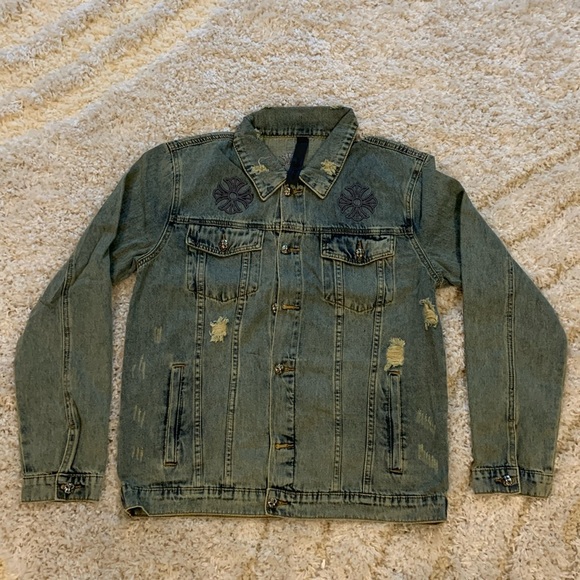 Chrome Hearts Other - Chrome Hearts Ripped Denim Jacket Back Patch Logo For Men Size Large